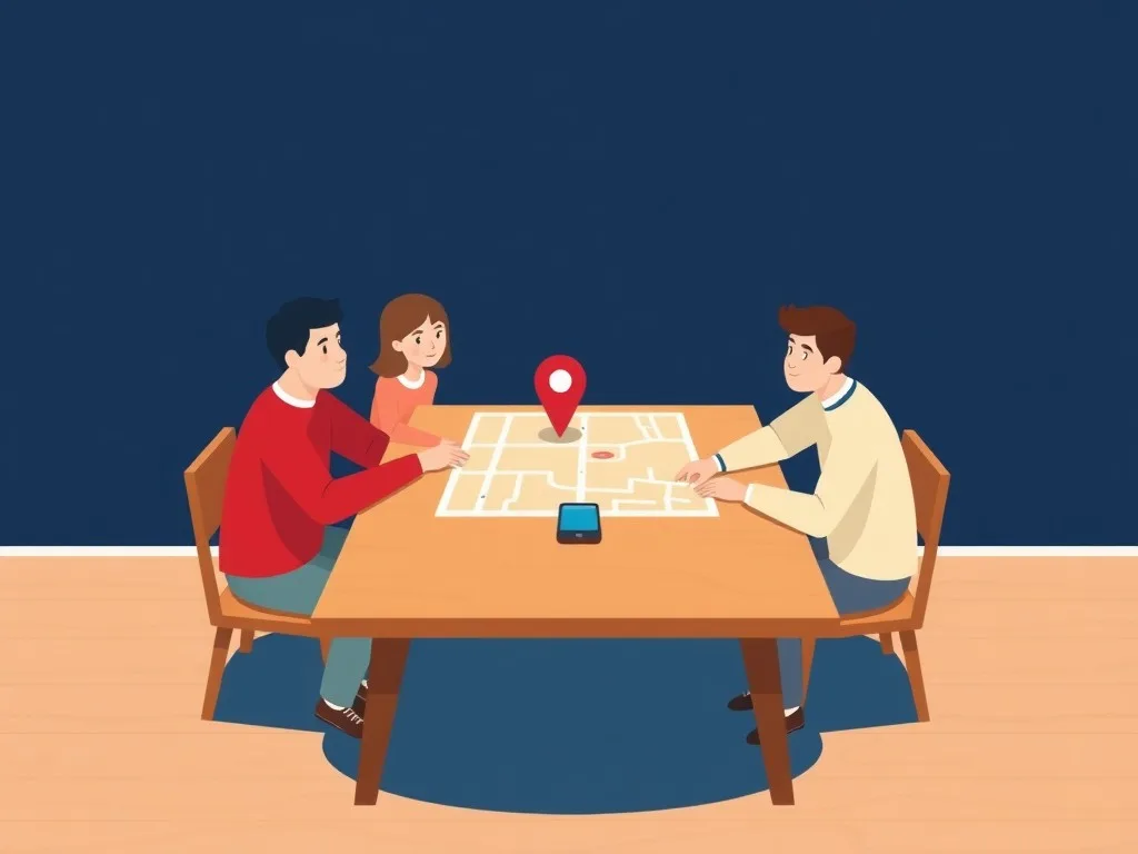 Familia planificando punto de reunión